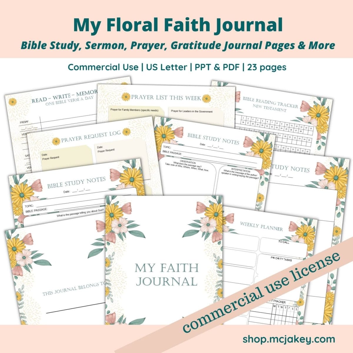 My Floral Faith Journal with PLR 47 ChristineVivero Floral Faith Journal