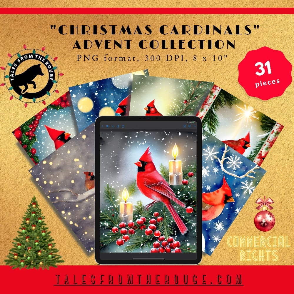 Tales From the Rouge "Christmas Cardinals" Advent Collection 19 LaraChampion Final xmas cardinal gold