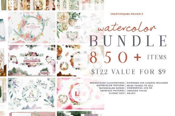 850 Watercolor bundle sample