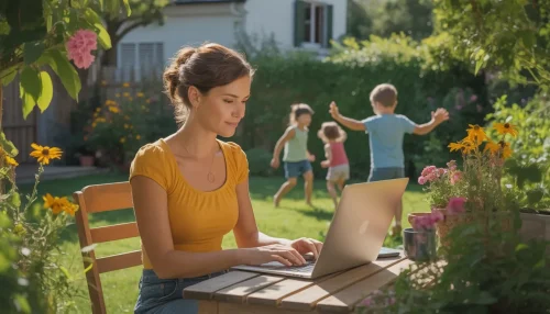 32 Sizzling Content Ideas for Summer To Make Your Brand Shine 1 Mother getting content ideas for summer in the garden with kids playing