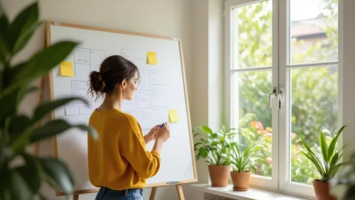 32 Sizzling Content Ideas for Summer To Make Your Brand Shine 3 woman in home office brainstorming content ideas for summer on whiteboard